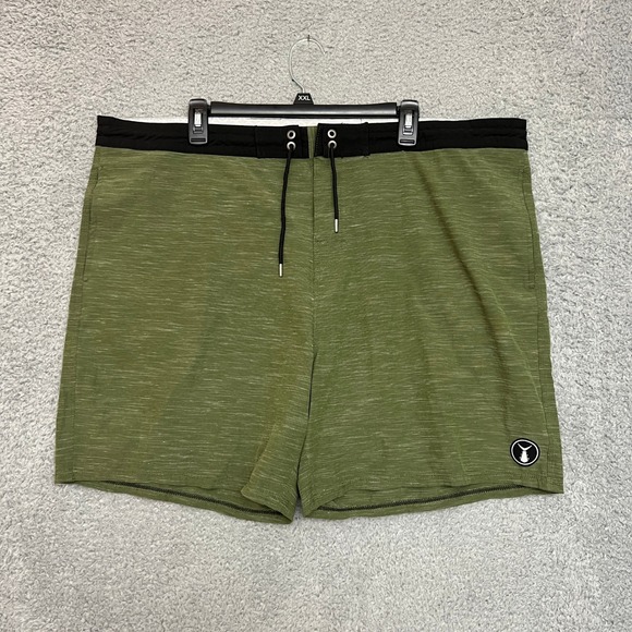 Tunaskin Swim Trunks Mens XXL Board Green Elastic Waist Lightweight Stretch - Picture 1 of 10